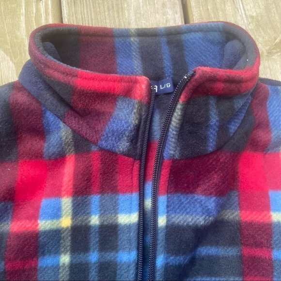 ** Nautica Plaid Fleece Zip up Sweatshirt Jacket L - Picture 6 of 9